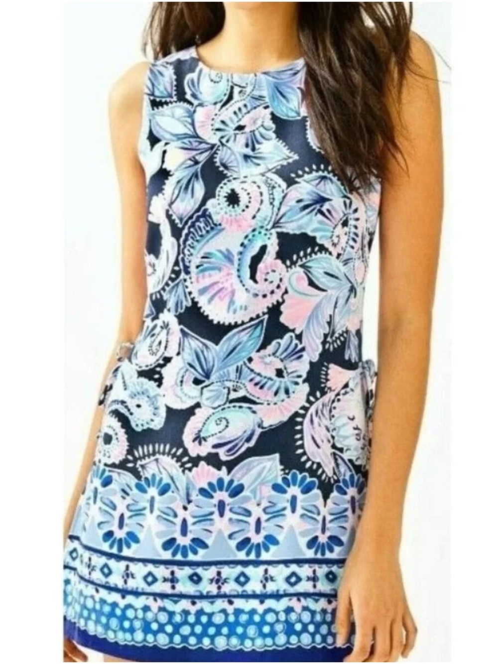 Lilly Pulitzer Donna Shift Romper Women’s 2 High Tide Navy Holy Flockamolie